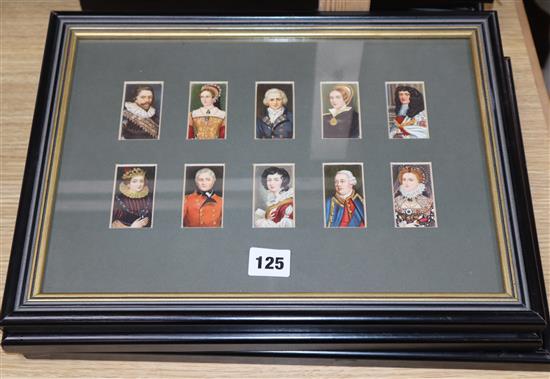 Six framed Famous People cigarette cards (60 in total)